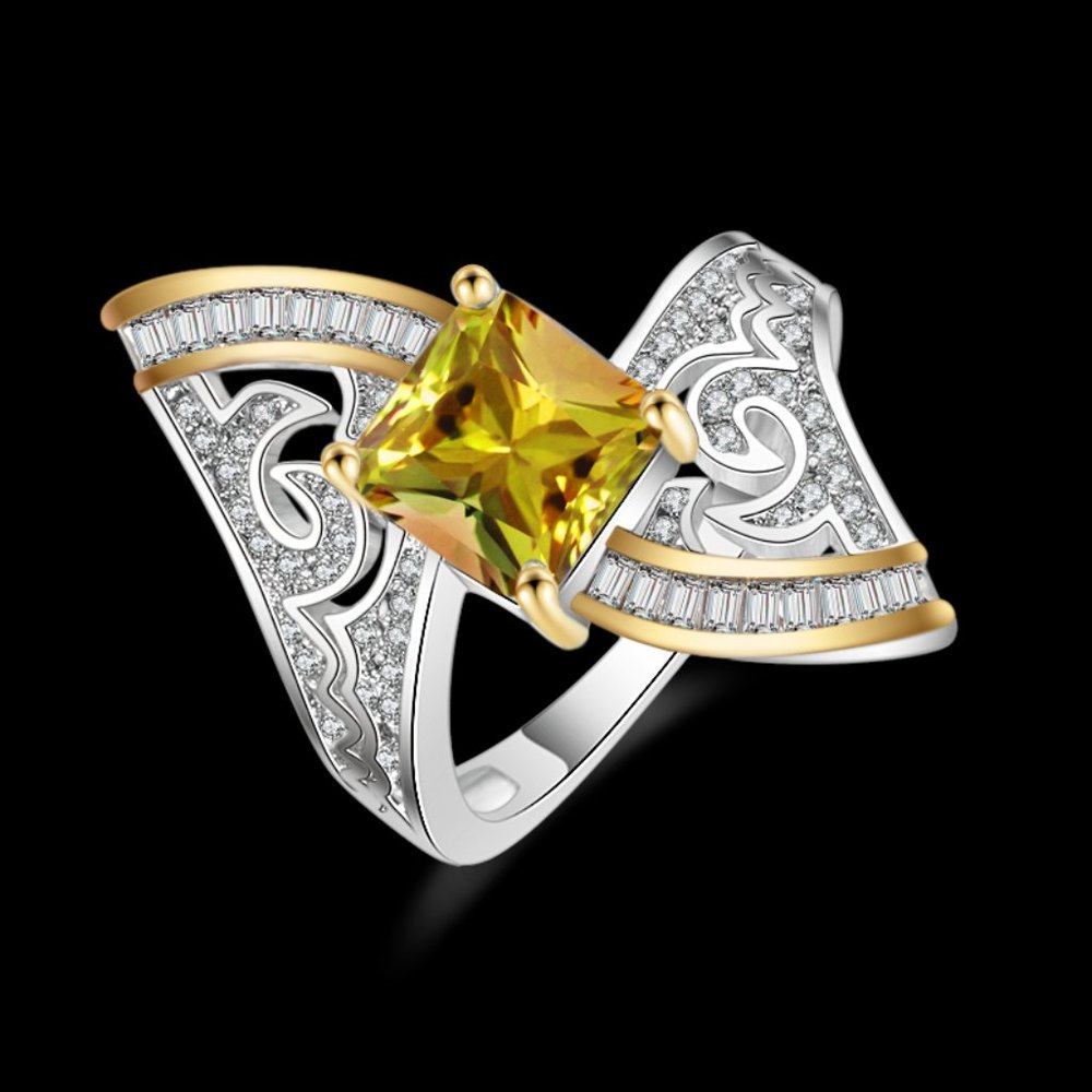 Ladies 925 Silver Yellow Sapphire Fashion RIng